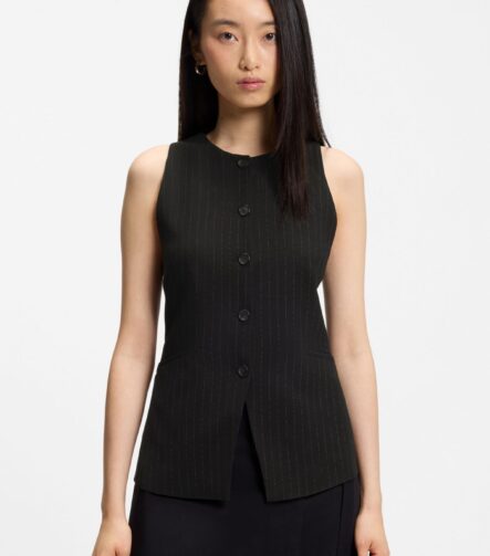 Slim-fit waistcoat in pinstripe crepe, Patterned