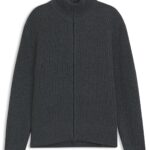 BECKHAM x BOSS zip-up cardigan in wool and cashmere, Dark Grey