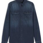 BECKHAM x BOSS shirt in blue denim, Dark Blue