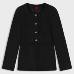 Regular-fit blazer in sparkling bouclé with knot buttons, Black