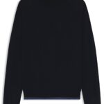 Wool-blend sweater with mock neck, Dark Blue