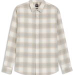 Relaxed-fit shirt in checked cotton flannel, White Patterned