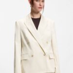 Regular-fit blazer in stretch cotton, Natural