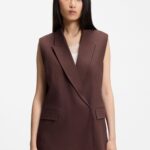 Relaxed-fit vest in a linen blend, Dark Brown