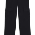 BOSS BY BECKHAM cargo trousers in micro-patterned cotton, Dark Blue