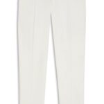 Tapered-fit trousers in mercerised stretch cotton, White