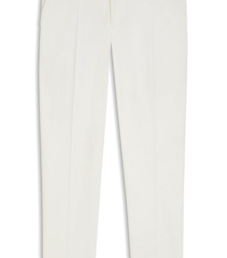Tapered-fit trousers in mercerised stretch cotton, White