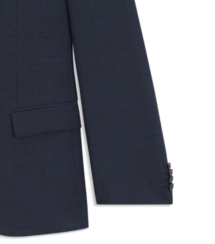Two-piece slim-fit suit in micro-patterned wool, Blue