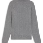 Regular fit rollneck sweater in herringbone virgin wool, Grey