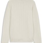 Regular fit rollneck sweater in herringbone virgin wool, Natural