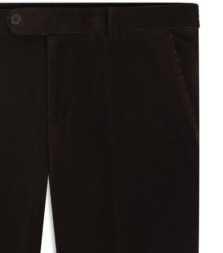 BECKHAM x BOSS pleat-front trousers in striped cotton, Dark Brown
