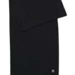 Wool scarf with stacked-logo trim, Black