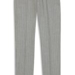 Formal trousers in striped virgin wool, Silver