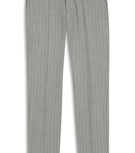 Formal trousers in striped virgin wool, Silver