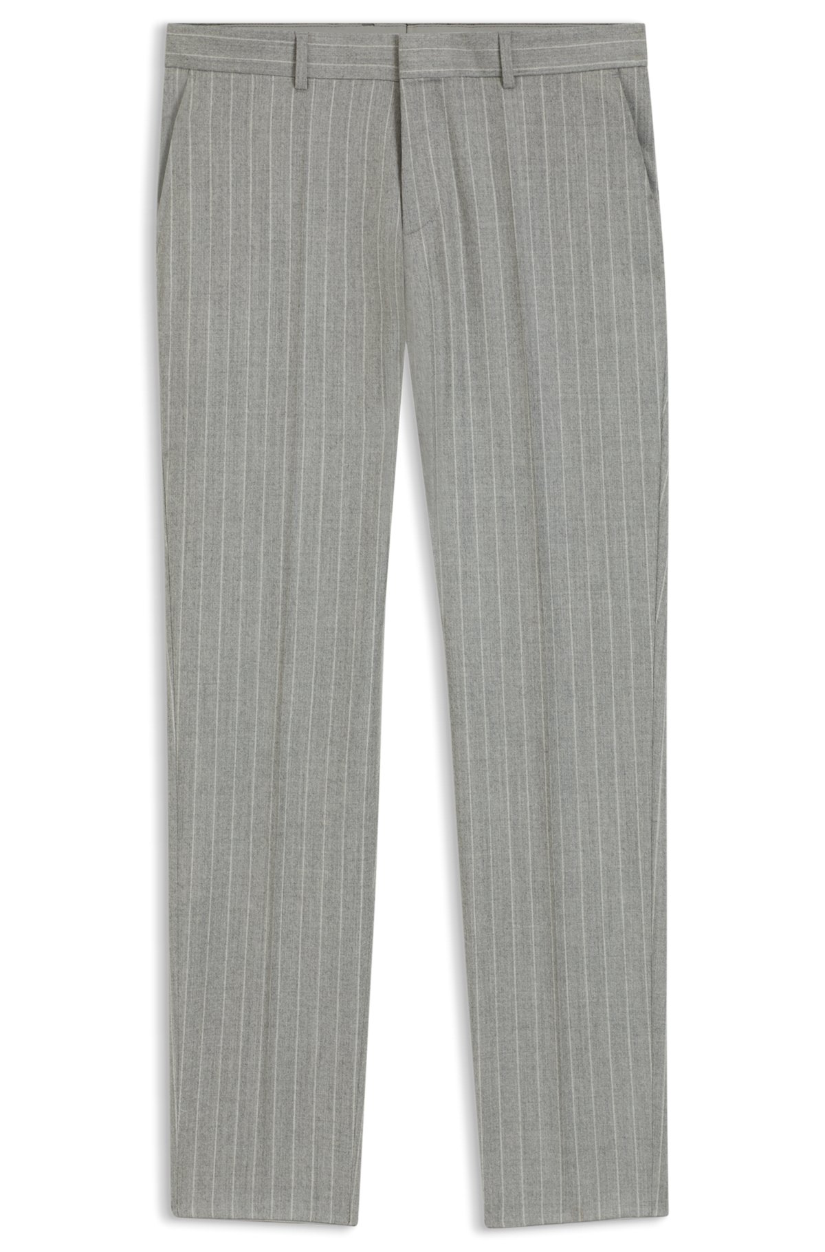 hbeu50558605_041-1 Formal trousers in striped virgin wool, Silver