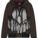 HUGO x RB by Slawn printed herringbone zip-through hoodie, Brown