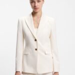 Regular-fit blazer with gold-tone buttons, Natural