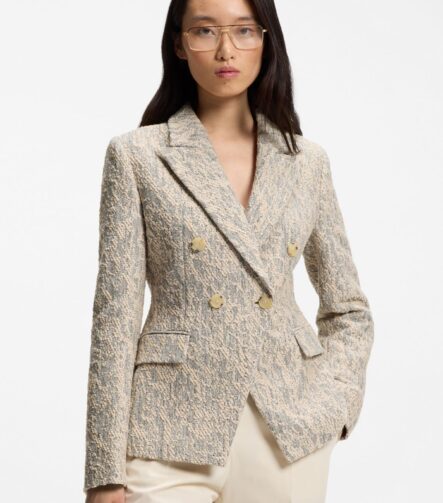 Slim-fit blazer in tweed jacquard, Patterned