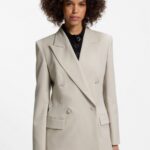 Relaxed-fit blazer with double-breasted closure, Light Grey
