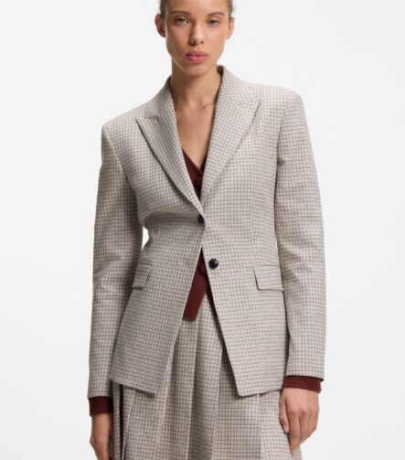 Regular-fit blazer with micro check, Patterned