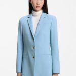 Regular-fit blazer with modern sleeve slits, Light Blue
