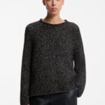 Oversized alpaca-blend sweater with metallic threads, Black