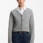 Oversized-fit cardigan with embroidered logo, Grey
