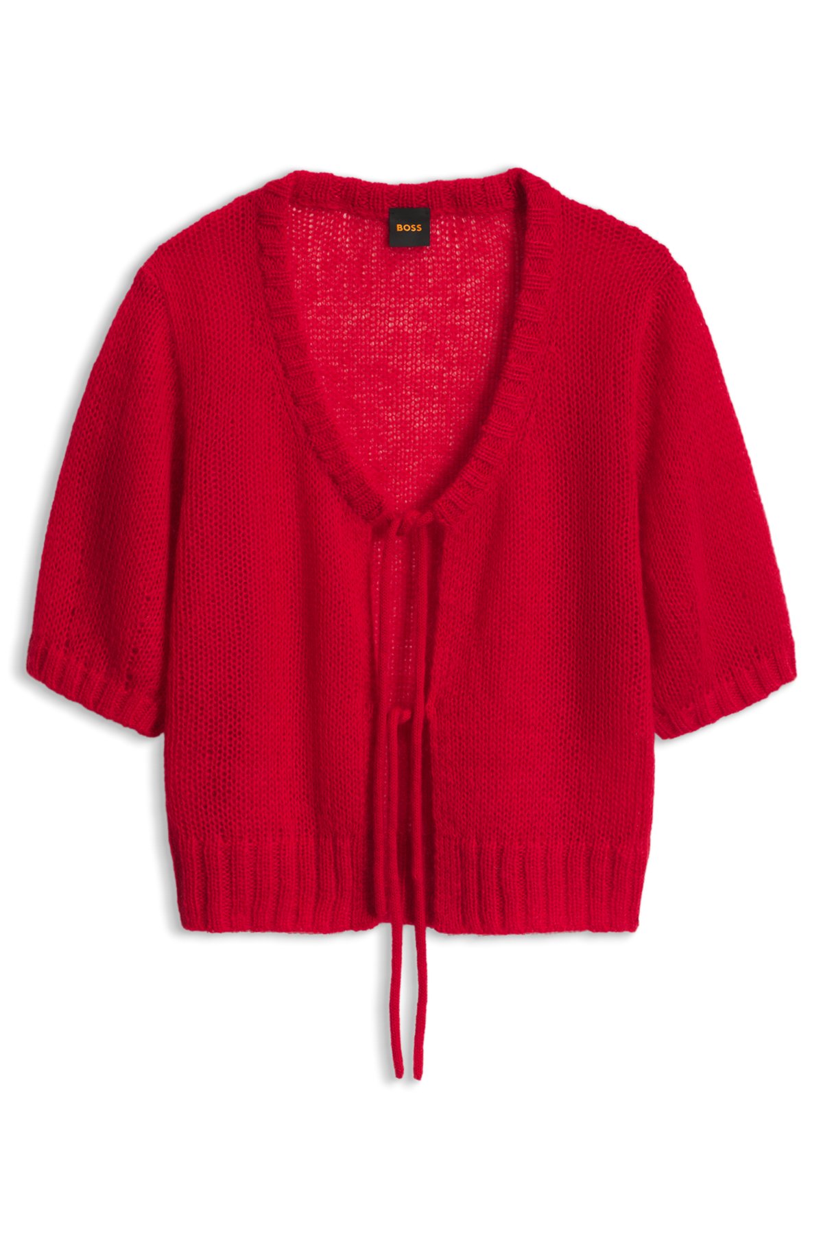 hbeu50569868_627-1 Tie-front knitted cardigan, Red