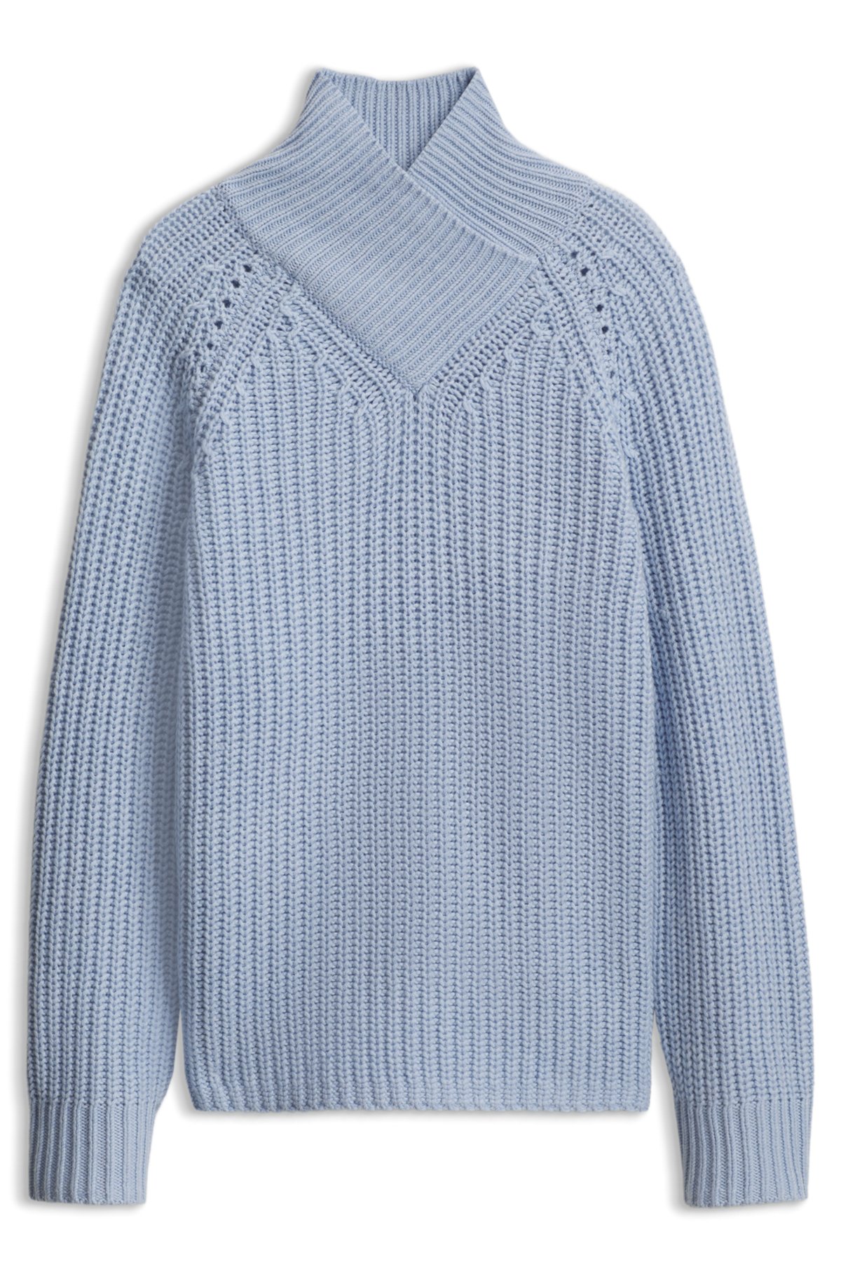hbeu50571408_527-1 V-neck sweater in wool and cashmere, Light Blue