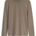 Slim-fit rollneck top in stretch jersey, Taupe