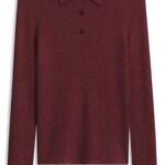 Merino-wool polo sweater, Dark Red