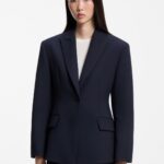 Hourglass modern-fit blazer in stretch fabric, Dark Blue