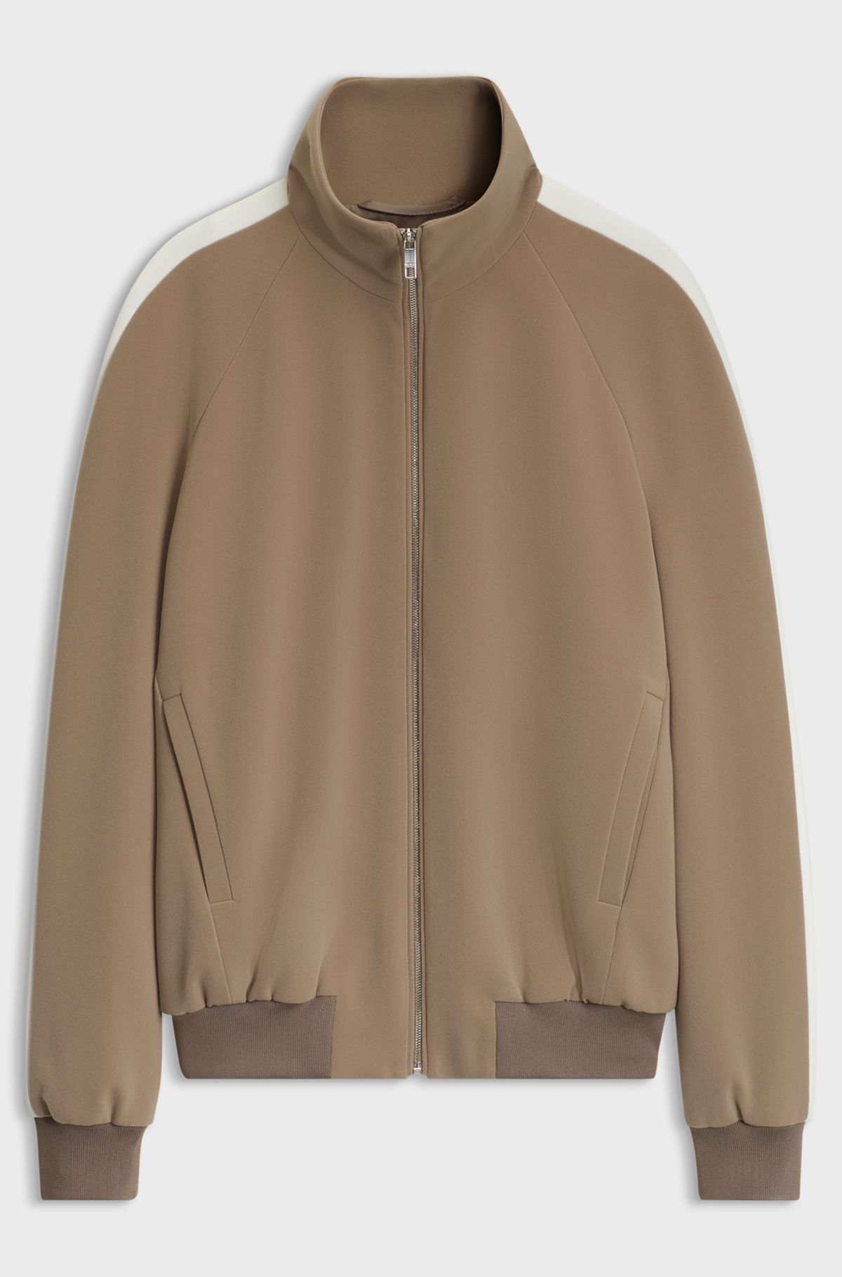 hbeu50575064_247 Bomber-style blazer in stretch crepe fabric, Brown
