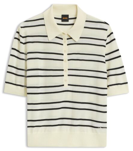 Short-sleeved knitted sweater in a virgin-wool blend, Patterned