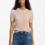 Cable-knit cotton sweater, Light Pink
