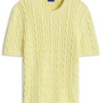 Cable-knit cotton sweater, Light Yellow