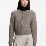 Zip-through wool-blend bomber cardigan, Green