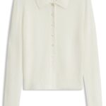 Slim-fit polo cardigan, Natural