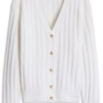 Rib-knit cardigan, White