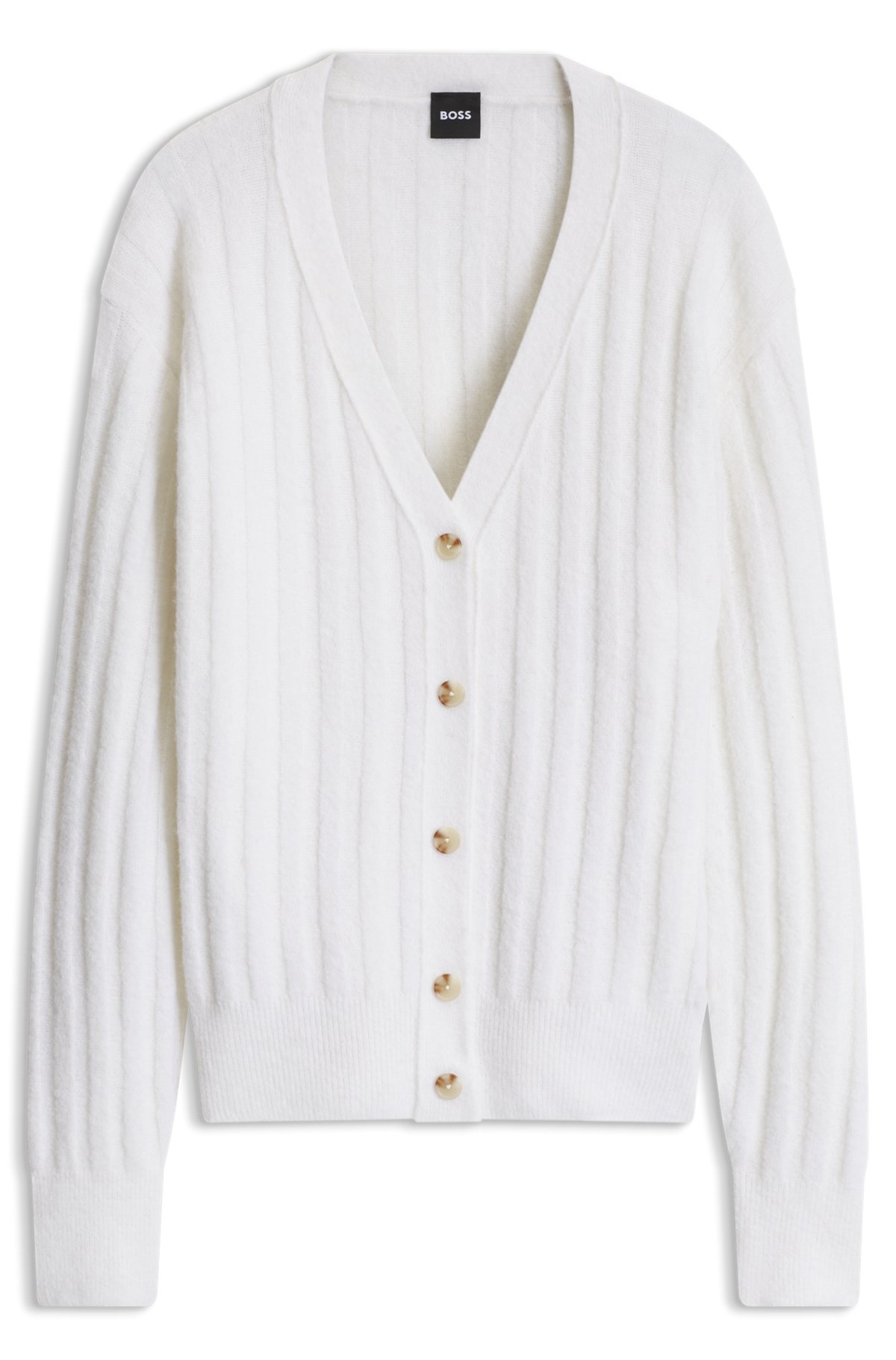 hbeu50576793_118-1 Rib-knit cardigan, White