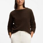 Relaxed-fit sweater in an alpaca and wool blend, Brown