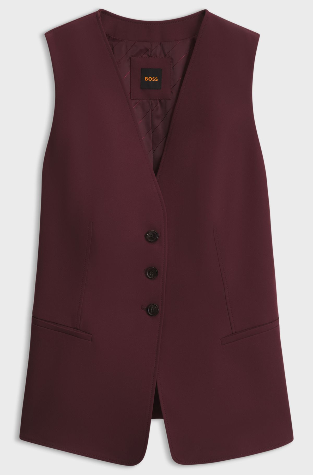 hbeu50580316_614 Stretch-crepe waistcoat, Red