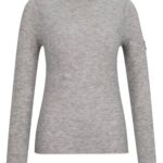 Equestrian soft-knit sweater with two-tone effect, Light Grey