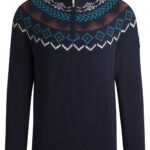 Equestrian troyer sweater with knitted pattern, Dark Blue